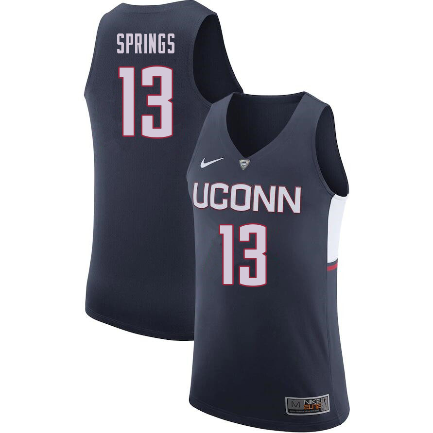 Men #13 Richie Springs Uconn Huskies College Basketball Jerseys Sale-Navy
